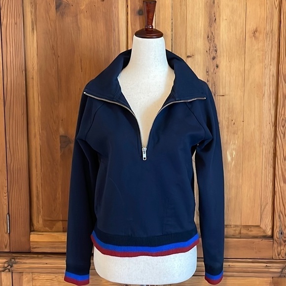 J. CREW Navy Blue Cotton Quarter Zip Pull Over Sweatshirt Sz. XS - Picture 1 of 16